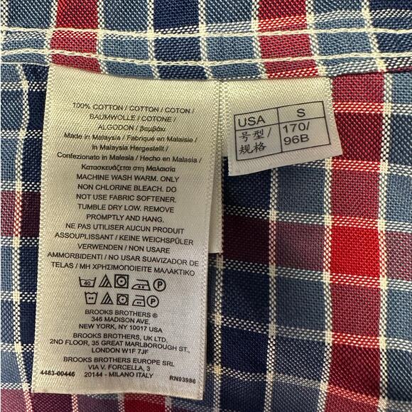 Brooks Brothers Regent Blue and Red Checked Long Sleeve Button Down Size S - Picture 3 of 5